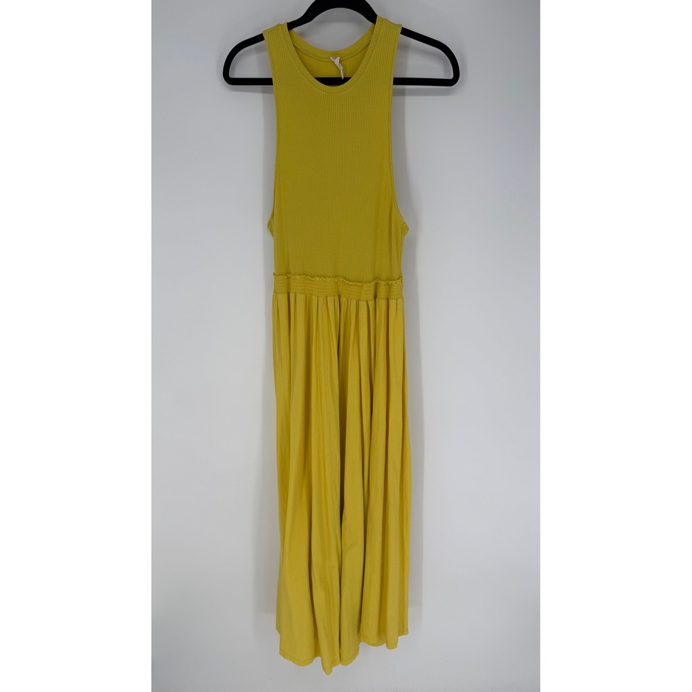 DAILY PRACTICE ANTHROPOLOGIE JUMP HIGH CUT OUT MAXI DRESS CANARY YELLOW MEDIUM